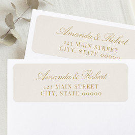 Etiqueta Elegant Ivory and Gold Wedding Return Address