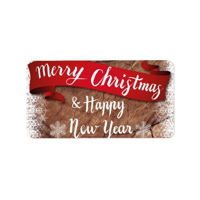 Etiqueta Elegant Merry Christmas Script White Snowflakes (Frente)