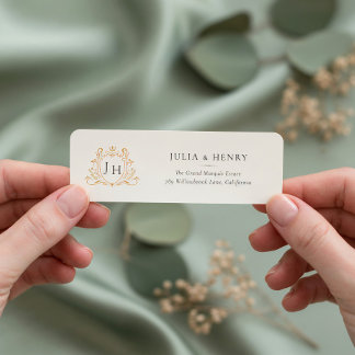 Etiqueta Elegant Monogram Wedding Return Address Label