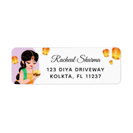 Etiqueta Elegant Personalized Indian Girl Diwali