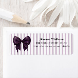 Etiqueta Elegant Plum Bow Violet Stripe Label
