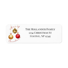 Etiqueta Elegant Red and Gold Ornament Return Address