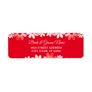 Etiqueta Elegant Red White Floral Wedding Return Address