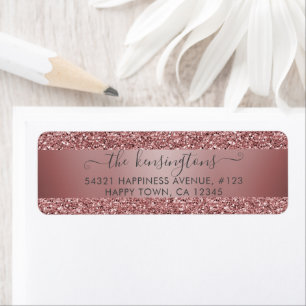 Etiqueta Elegant Rose Gold Glitter Sparkle Label