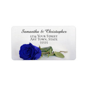 Etiqueta Elegant Royal Blue or Cobalt Rose Wedding Address