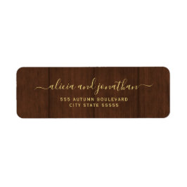 Etiqueta Elegant script barn wood wedding return address
