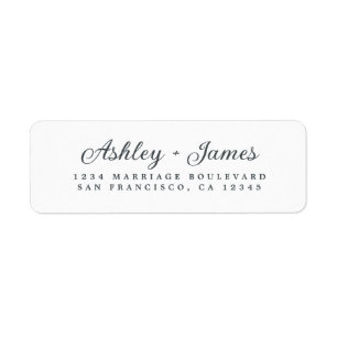 Etiqueta Elegant Script Black White Wedding Return Address