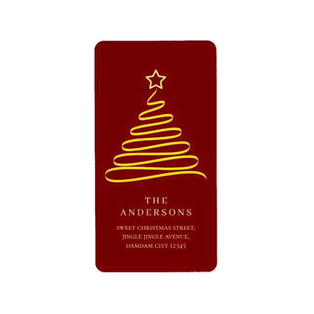 Etiqueta Elegant Simple Gold Christmas Tree Return Address (Frente)