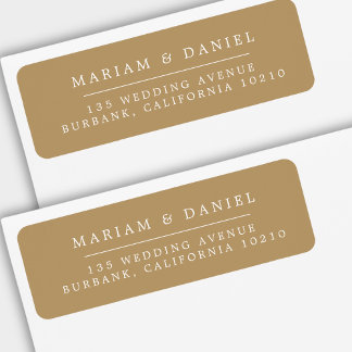 Etiqueta Elegant Simple Gold Wedding Return Address