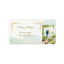 Etiqueta Elegant watercolor style Wedding Return Address 