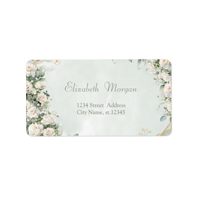 Etiqueta Elegant White Roses Wedding (Frente)