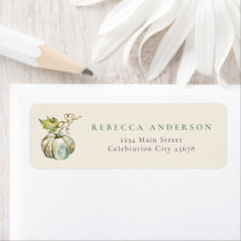 Etiqueta Elegante Abóbora Aquarela de Outono Endereço de De