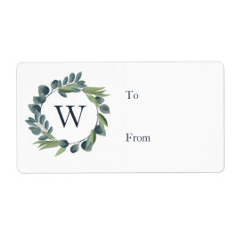 Etiqueta Elegante Aquarela Inverno Foliage Monograma