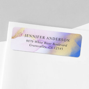 Etiqueta Elegante Aquarela Lilac Dourado Luxo Personalizado