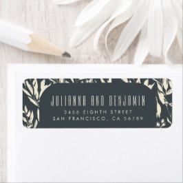 Etiqueta Elegante Black Hand Painted Floral Return Address