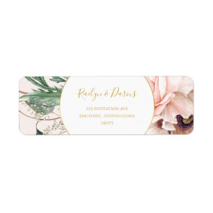Etiqueta Elegante Blush Floral Garden Pastel Endereço de R