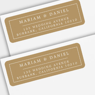 Etiqueta Elegante Borda Simples Dourada Endereço de Devoluç