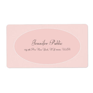 Etiqueta Elegante branco rosa-branco-branco com script manu