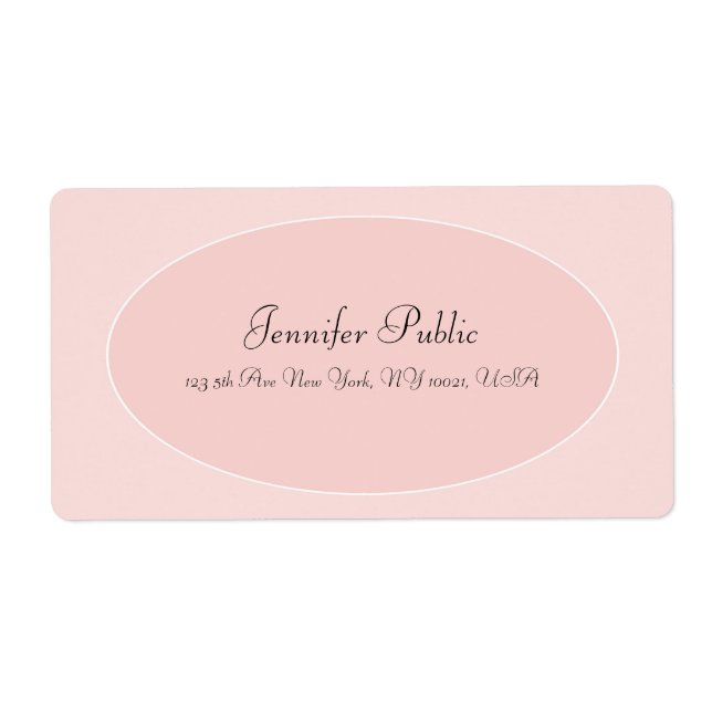 Etiqueta Elegante branco rosa-branco-branco com script manu (Frente)