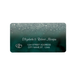 Etiqueta Elegante Brilho Verde Bokeh Verde Casamento