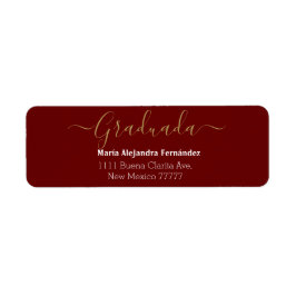 Etiqueta Elegante Burgundy Espanhol | Ano de Conclusão Reto