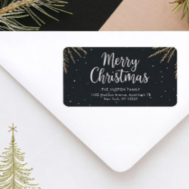 Etiqueta Elegante Caligrafia Feliz Natal Endereço de Retorn
