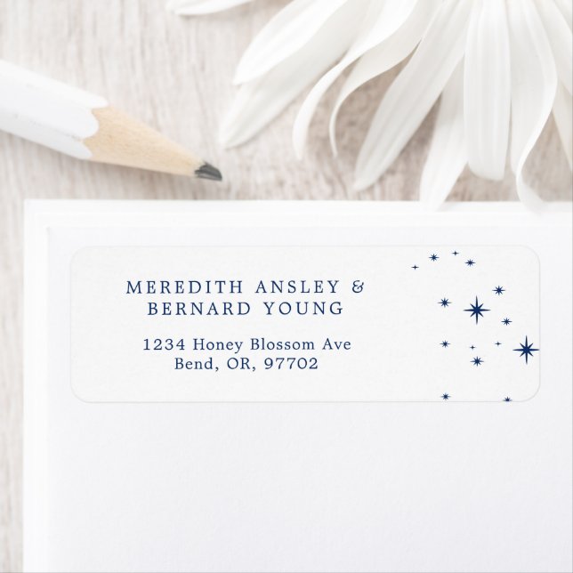 Etiqueta Elegante Casamento Celestial Branco Endereço de De (Insitu)