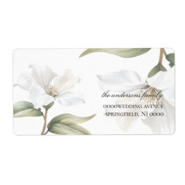 Etiqueta Elegante Casamento de Magnólia Branca Oriental
