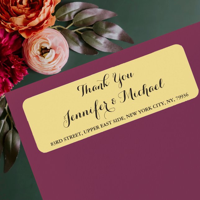 Etiqueta Elegante Casamento Obrigado Devolver Rótulo De End (Elegant Wedding Thank You Return Address Label)