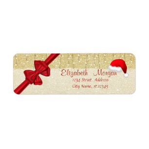 Etiqueta Elegante, Chapéu de Papai Noel, Laço Vermelho, Bri