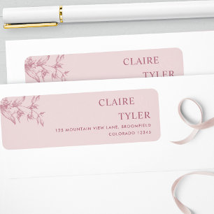 Etiqueta Elegante Chic Dusty Pink Endereço de Devolução de
