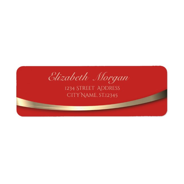 Etiqueta Elegante Chique, Dourado,Vermelho (Frente)