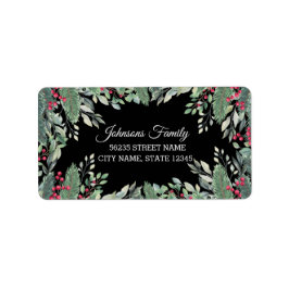 Etiqueta elegante christmas verde-silvestre, bagas vermelha