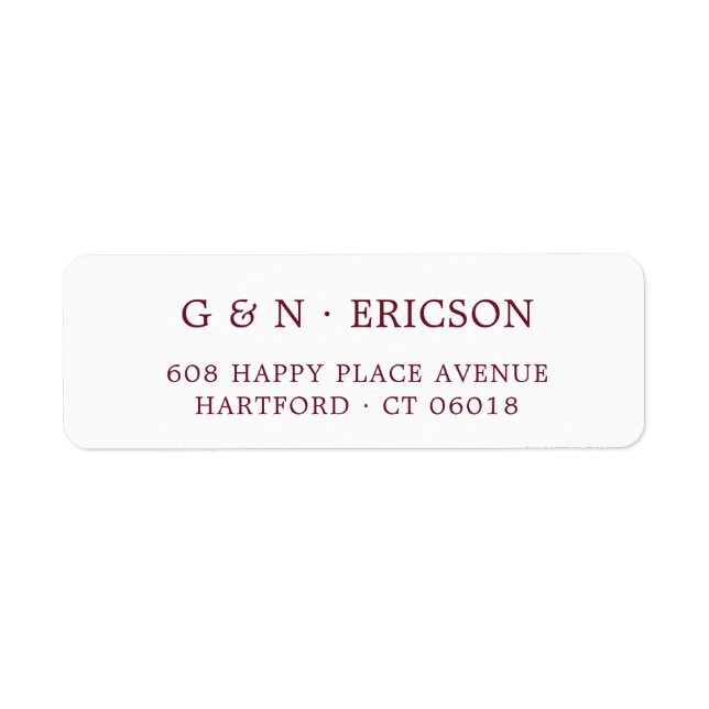 Etiqueta Elegante Clássico Burgundy Endereço de Devolução d (Frente)