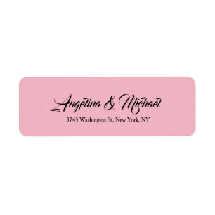Etiqueta Elegante Clássico De Casamento Cor-de-Rosa Pálido