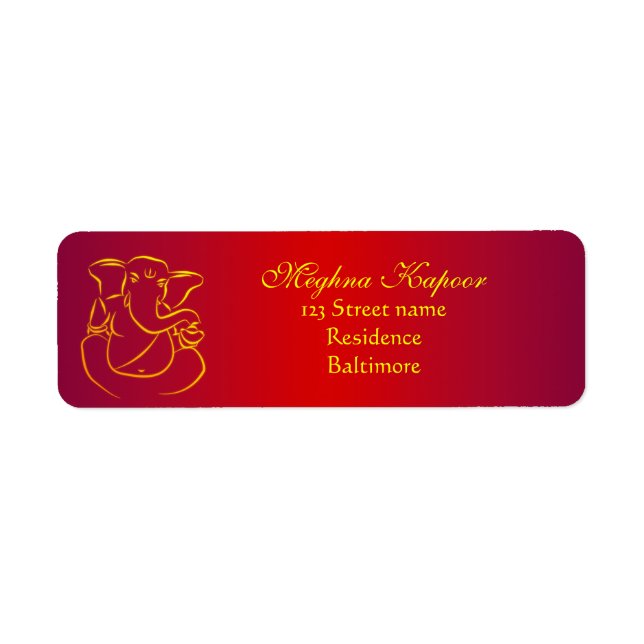 Etiqueta Elegante Classy Ganesh/ Indian God Address Labels (Frente)