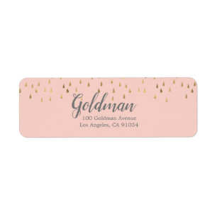 Etiqueta Elegante cor-de-rosa e Dourado Raindrops Bat Mitzv