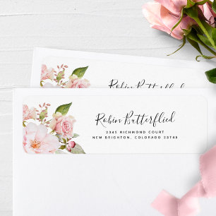 Etiqueta Elegante, cor-de-rosa e embutido, endereço de devo