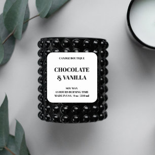 etiqueta elegante da vela preta e branca