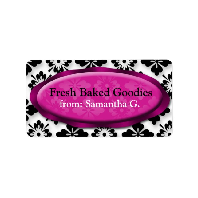 Etiqueta Elegante Damask Fuchsia Baking Labels (Frente)