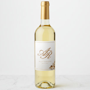 Etiqueta Elegante de Garrafa de Vinho com Monogram