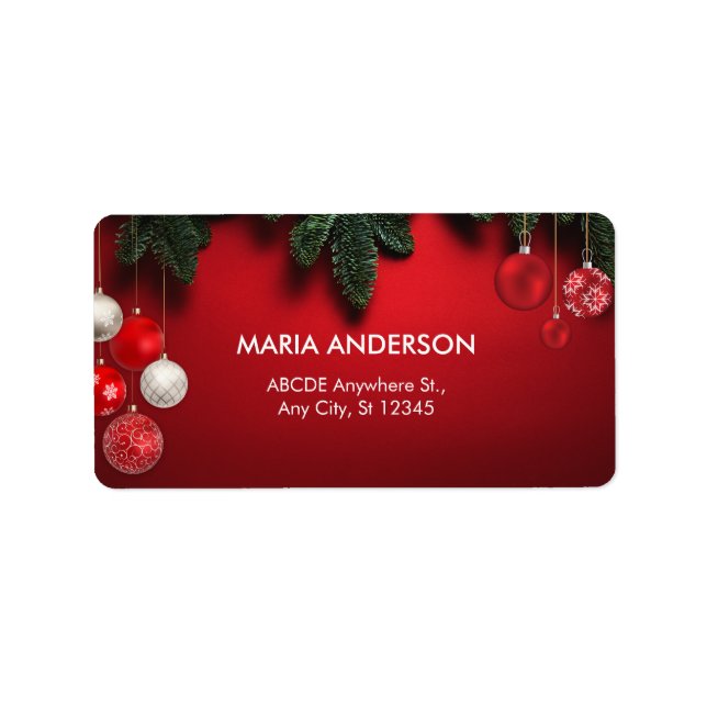 Etiqueta elegante de natal vermelho (Frente)