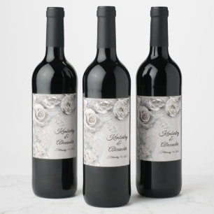 Etiqueta Elegante de Vinho de Casamento com seus N