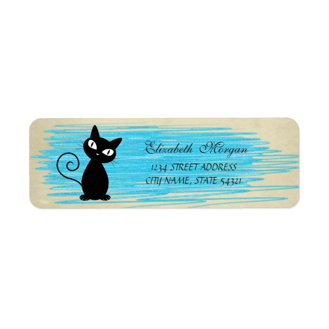 Etiqueta Elegante Divertido Gatinho Rótulo (Frente)