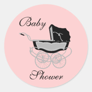 Etiqueta elegante do chá de fraldas do Pram do