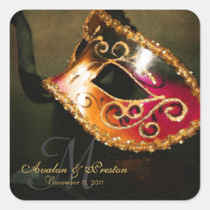 Etiqueta elegante do monograma do mascarada