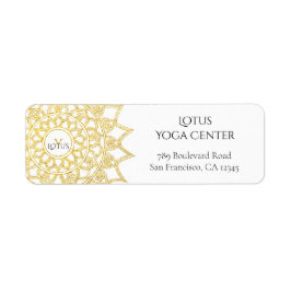 Etiqueta Elegante Dourado Mandala Monograma Endereço de Ret