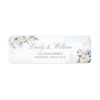 Etiqueta Elegante Dusty Blue Floral Endereço de Devolução