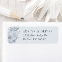 Elegante Dusty Blue Floral Endereço de Devolução