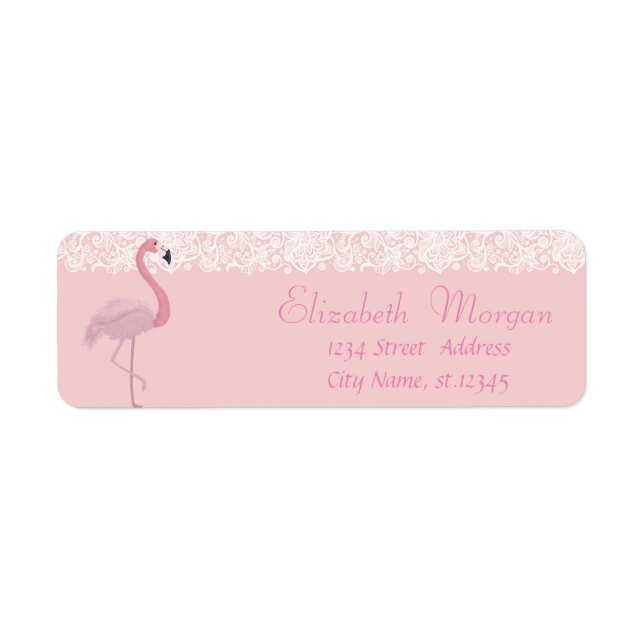 Etiqueta Elegante e sofisticado, Flamingo Rosa ,Renda (Frente)